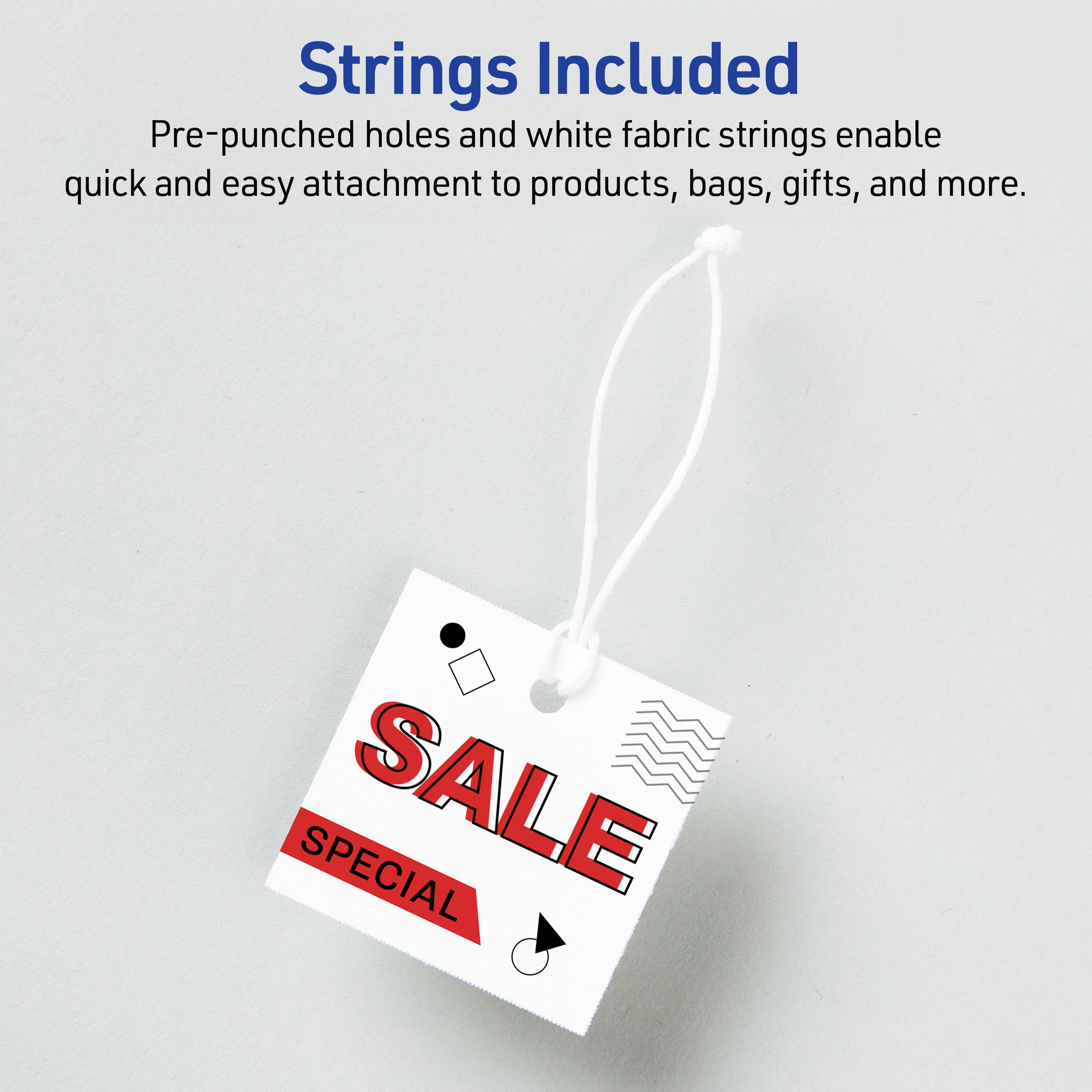 tagページ Square Tags with String, 1-1/2